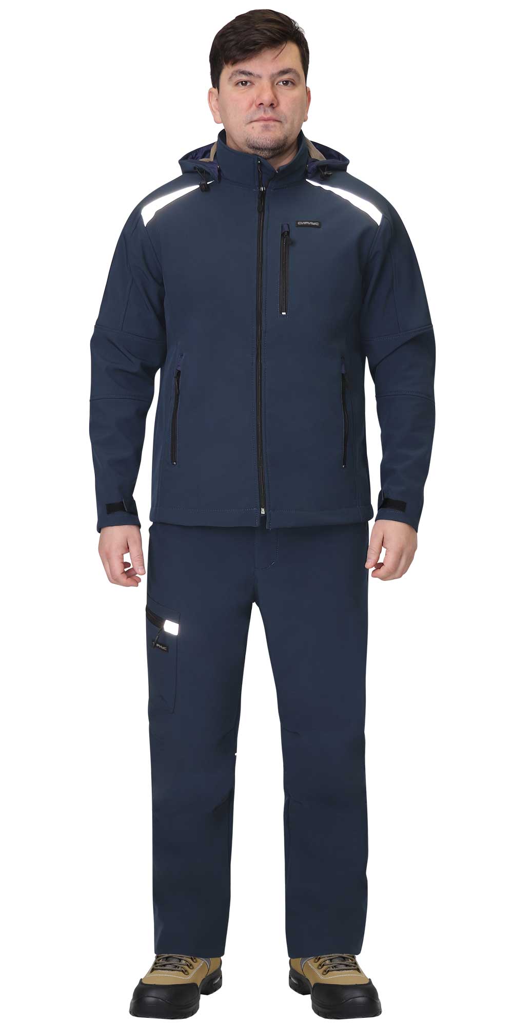 Демисезонная куртка "СИРИУС-СПЕЙС" мужская, цвет: синий, ткань: Софтшелл