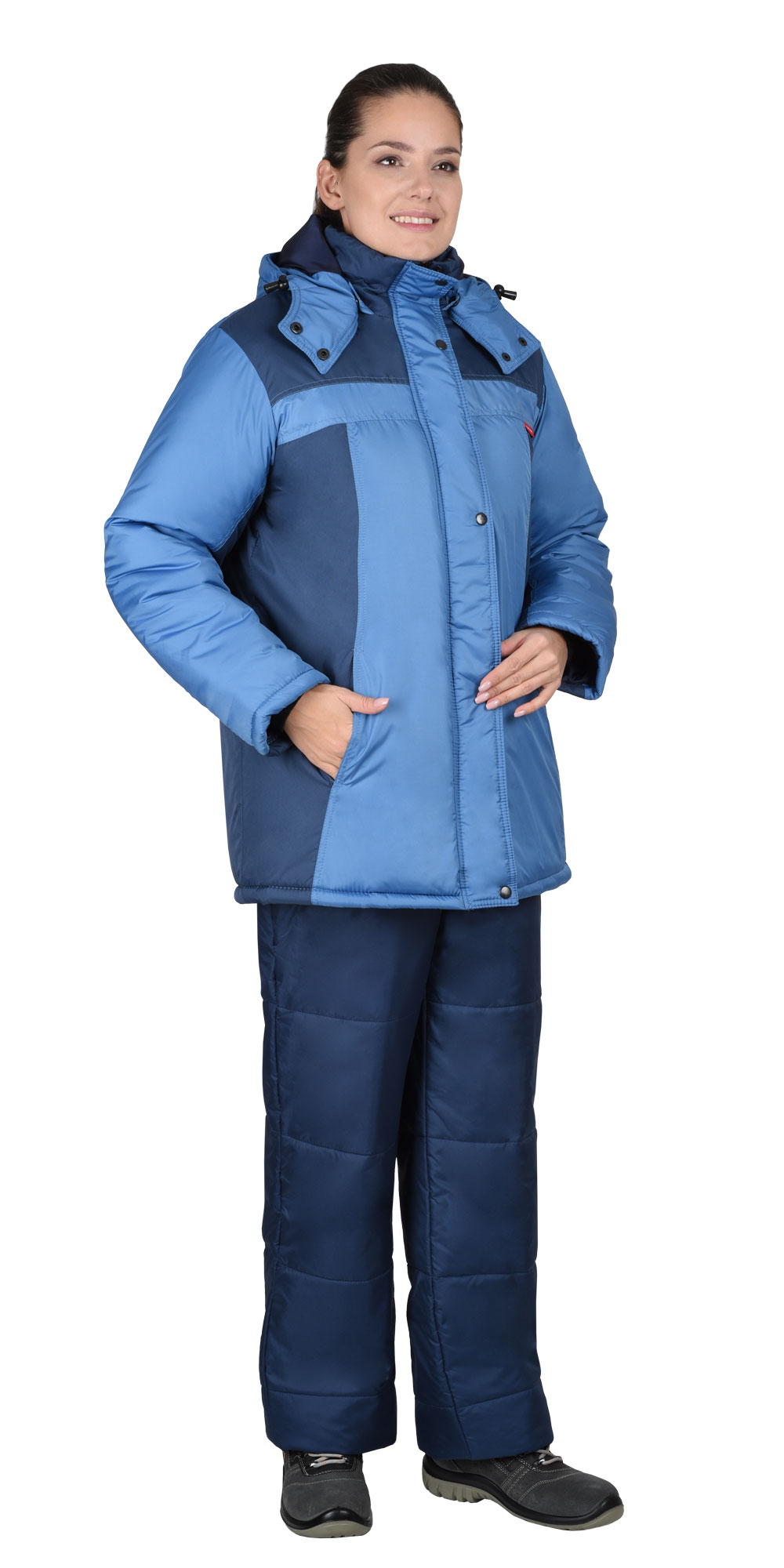 Зимняя куртка "СИРИУС-ФРИСТАЙЛ" женская, удлиненная, утепленная, цвет: синий с голубым, ткань: 100% ПЭ