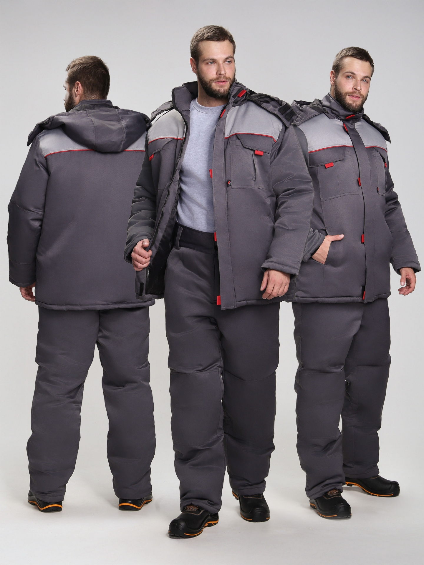 Зимний костюм "ФЛОФТ-1" мужской, утепленный (куртка и брюки), цвет: темно серый с светло серым, ткань: смесовая