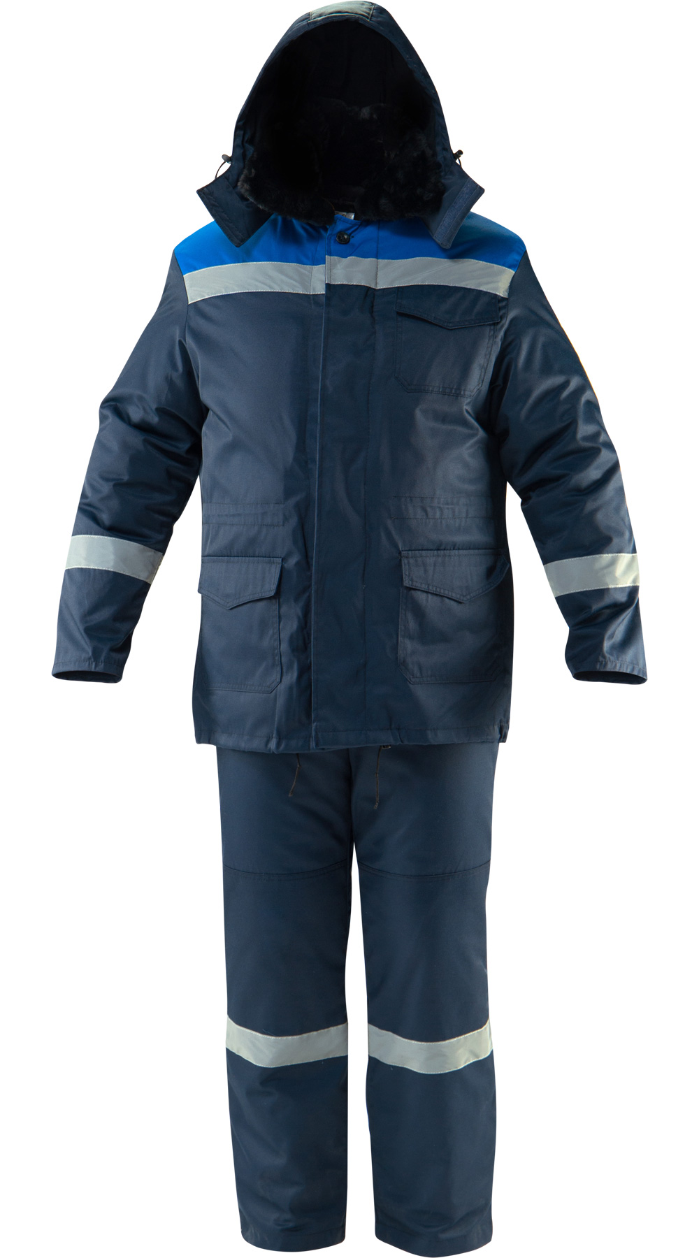 Зимний комплект "ТОРОС" мужской, утепленный (куртка, брюки и жилет), цвет: темно-синий с васильковым