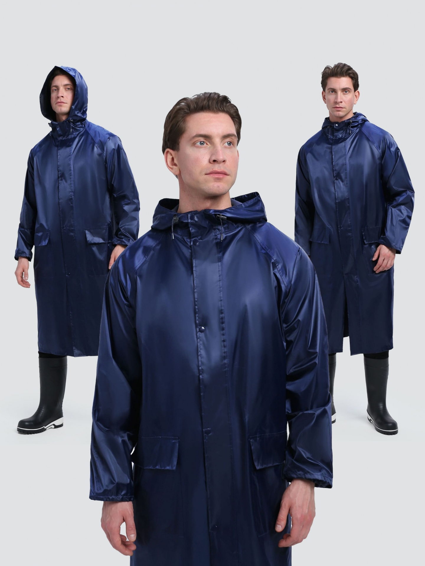 Плащ влагозащитный "ProfLine Leader", цвет: темно-синий, ткань: ПВХ