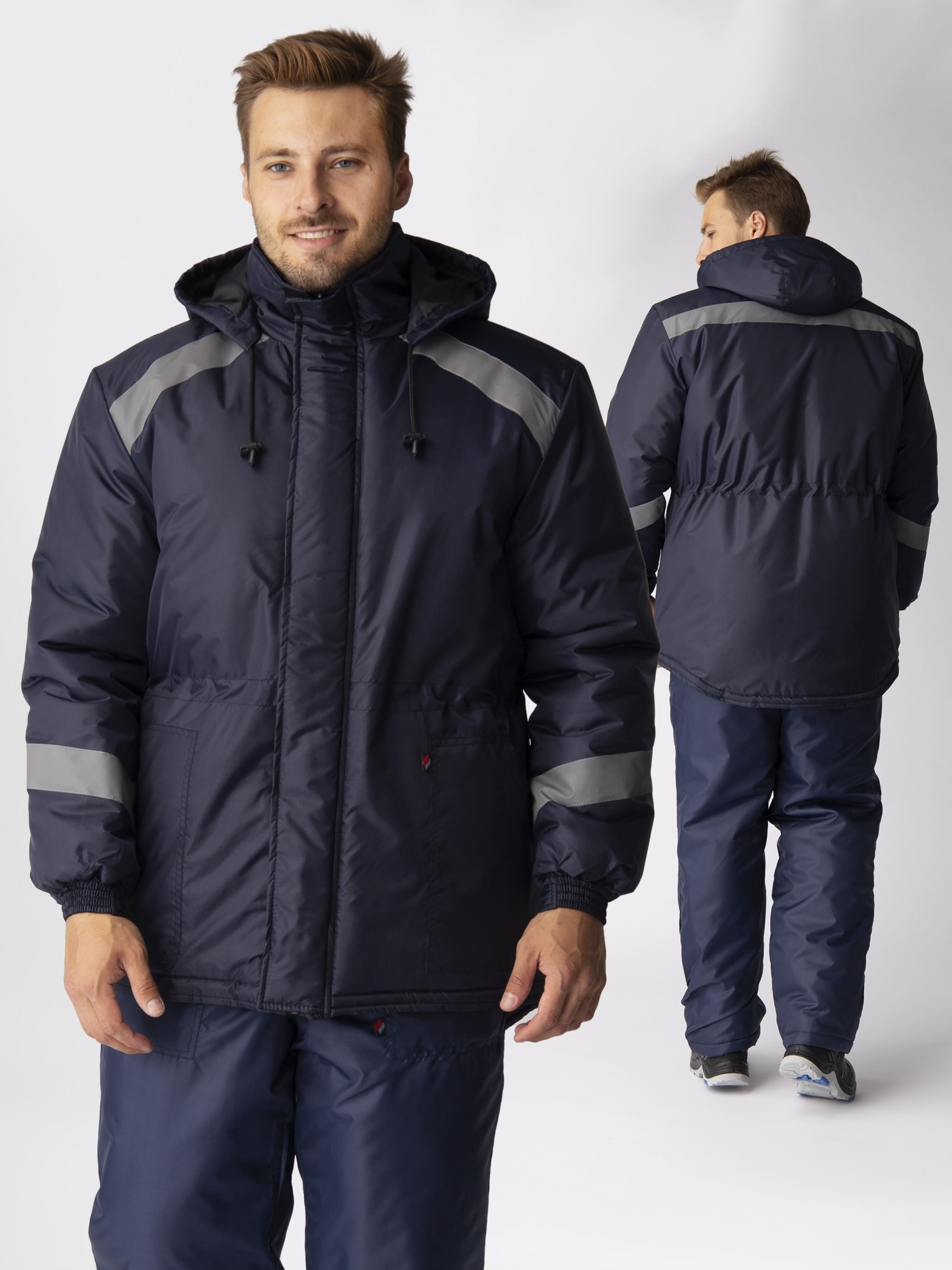 Зимняя куртка "УРБАНКОР СОП" мужская, удлиненная, утепленная, цвет: тёмно-синий, ткань: Оксфорд