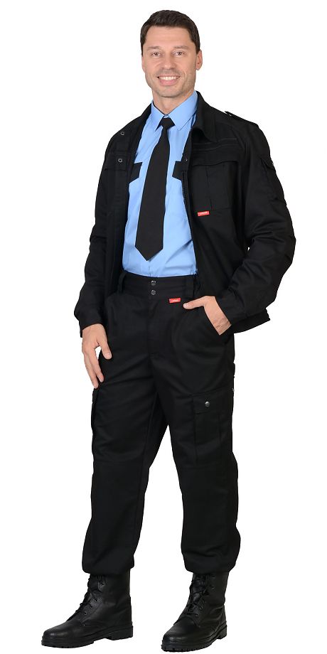 Летний костюм "СИРИУС-ТАЙФУН" мужской (куртка и брюки), цвет: черный, ткань: Rodos (245 гр/кв.м)