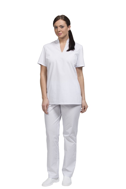 Костюм "БУЛАНЖЕ" женский (блуза и брюки), цвет: белый, ткань: ТиСи