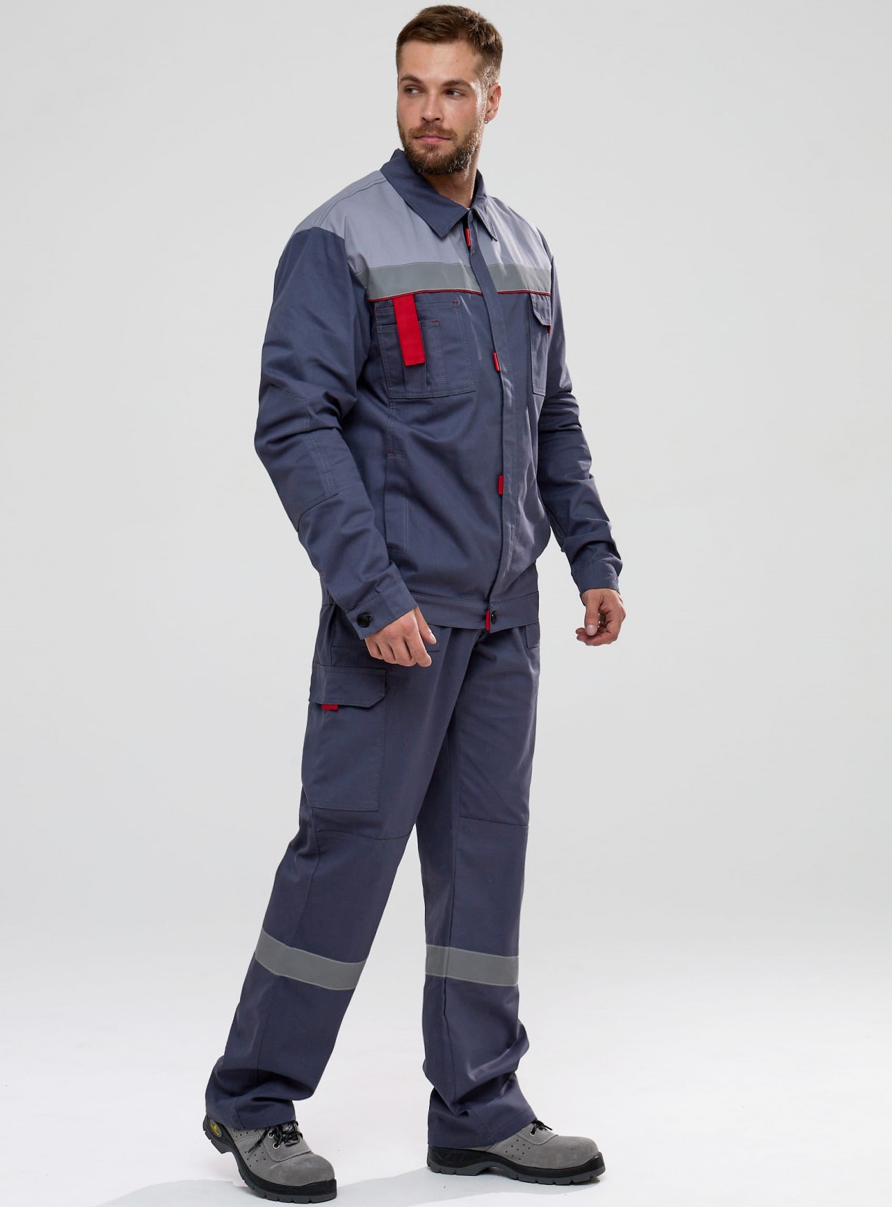 Летний костюм "ФЛОФТ-2 с СОП" мужской (куртка и полукомбинезон), цвет: т-серый с серым, саржа 