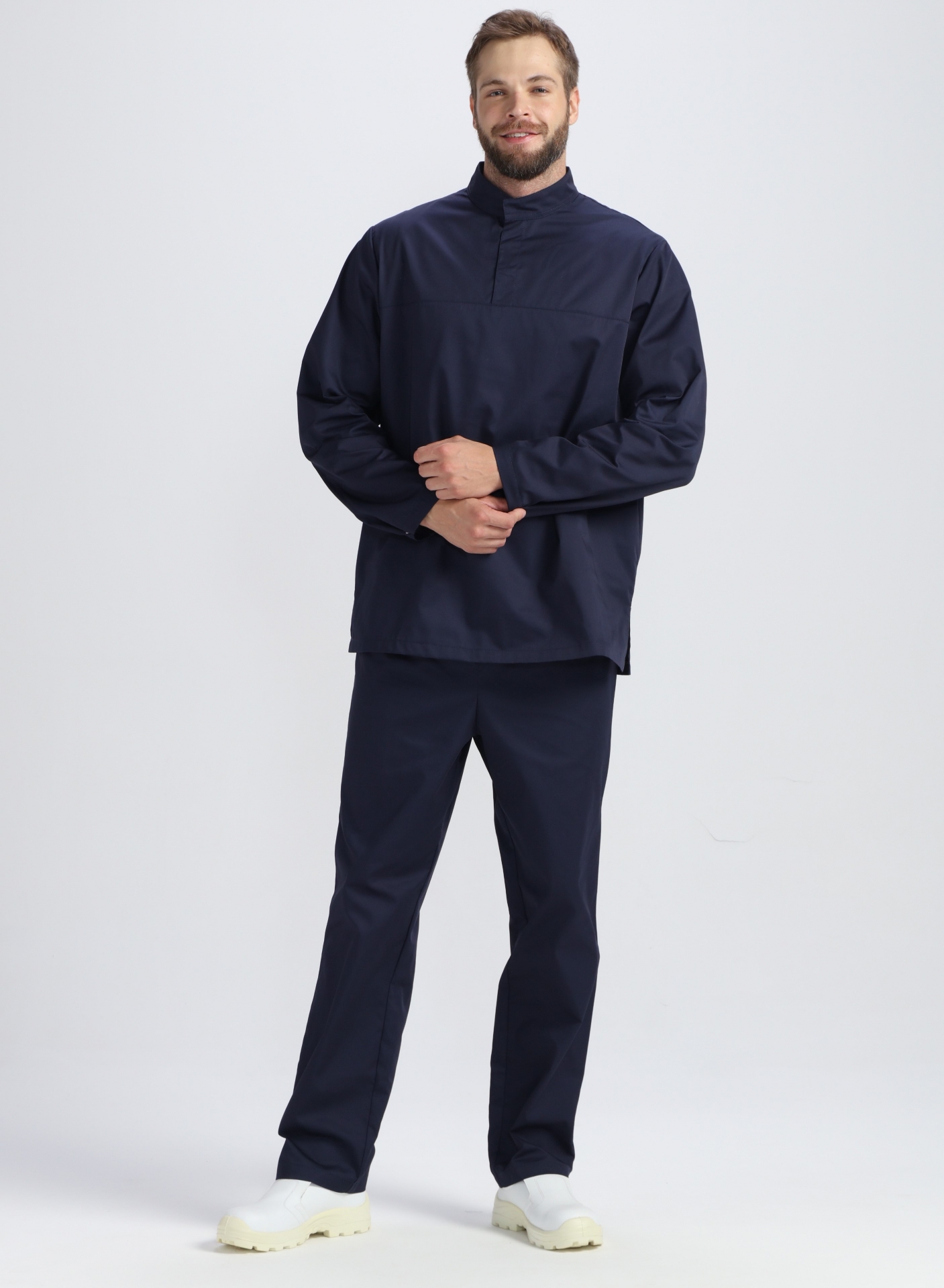 Костюм "ХАСПФУД-Стандарт" мужской (куртка и брюки), цвет: синий, ткань: смесовая