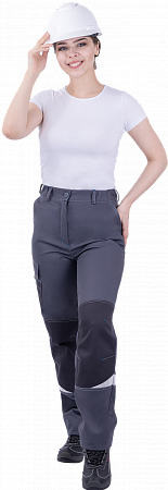 Летние брюки "Спецобъединение-ТУРБО SAFETY" женские, цвет: серый с темно-серым, ткань: Томбой