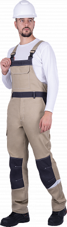 Летний полукомбинезон "Спецобъединение-ТУРБО SAFETY" мужской, цвет: бежевый с темно-серым, ткань: Томбой