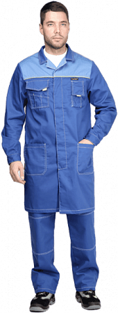 Халат "Спецобъединение-ТУРБО" мужской, цвет: васильковый, ткань: Томбой Халат "Спецобъединение-ТУРБО" мужской, цвет: васильковый, ткань: Томбой