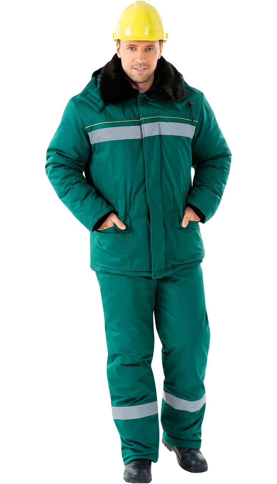 Зимняя куртка "АЛТАЙ" мужская, удлиненная, утепленная, цвет: зеленый, ткань: смесовая