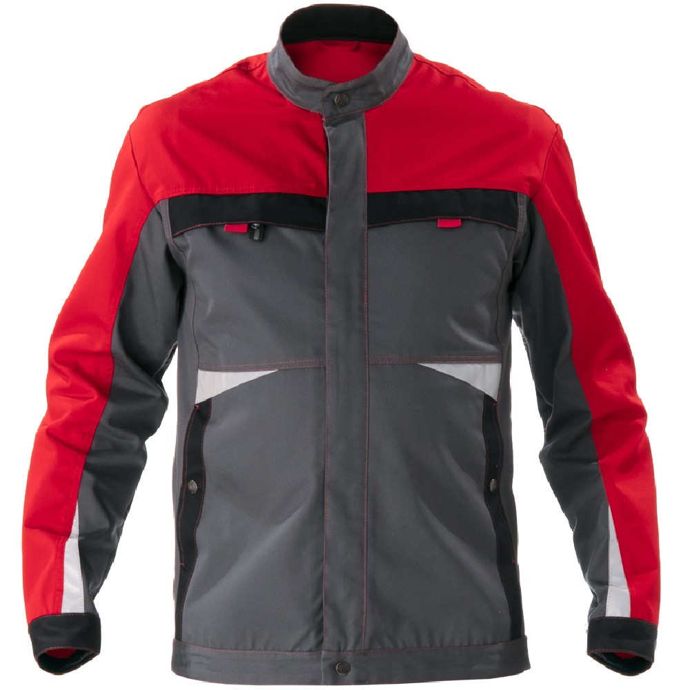 Летняя куртка "СПЕЦ на молнии" мужская, короткая, цвет: серый с черным и красным, ткань: Томбой