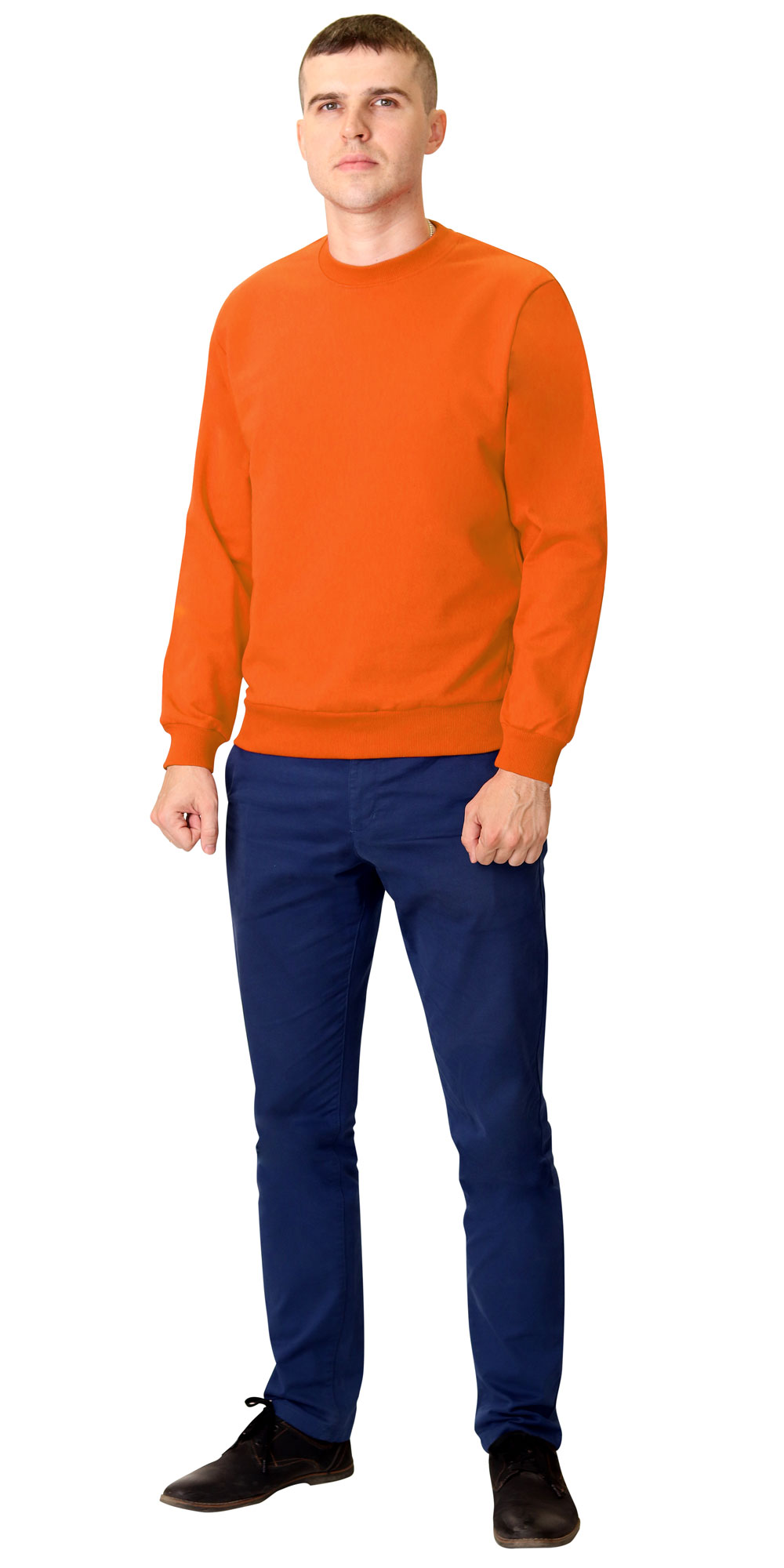 Толстовка-футер, длинный рукав с манжетом, цвет: оранжевый, ткань: 100% ХБ