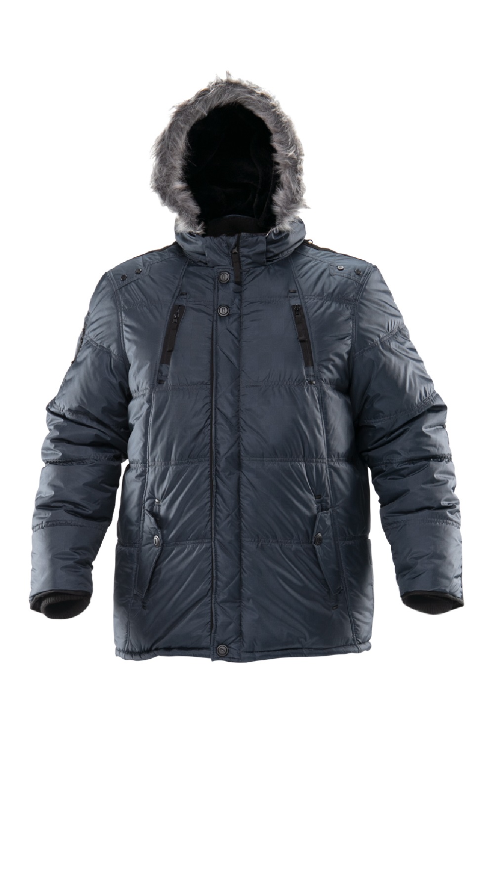 Зимняя куртка "ГУДЗОН" мужская, удлиненная, утепленная, цвет: темно-синий, ткань: 100% ПЭ