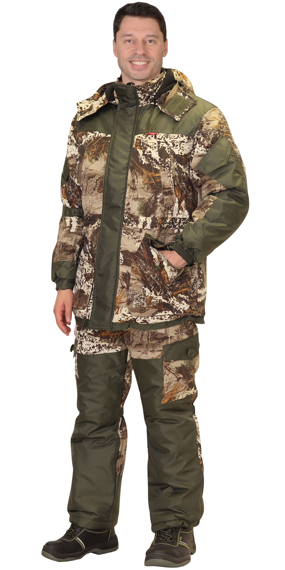 Зимний костюм "СИРИУС-ГОРКА" мужской, утепленный (куртка и брюки), цвет: КМФ Серый мох, ткань: смесовая