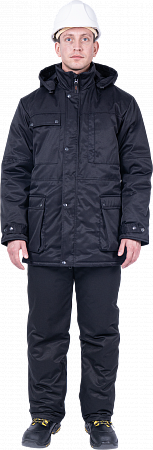 Зимняя куртка "Спецобъединение-ЗАЩИТА" мужская, цвет: черный, ткань: Смесовая