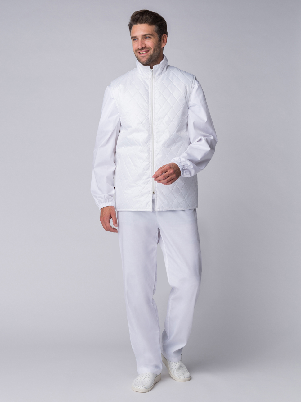 Зимний жилет "ХАСПФУД" универсальный, утепленный, цвет: белый, ткань: дюспо