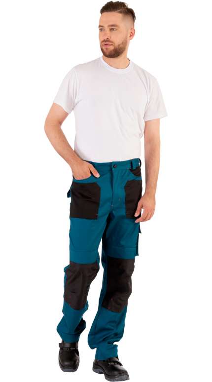 Летние брюки "СПЕЦ-АВАНГАРД" мужские цвет: бирюзовый с черным, ткань: смесовая