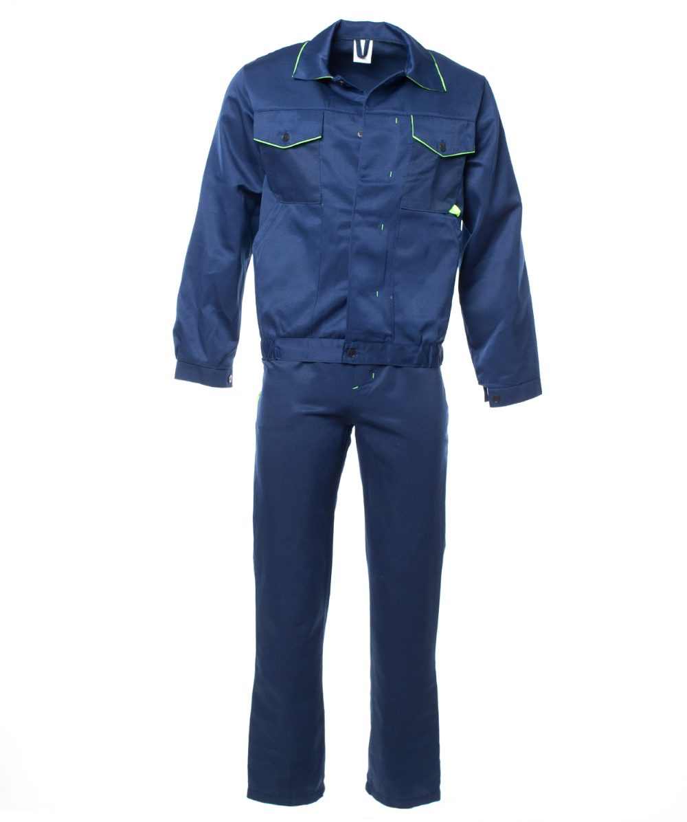 Летний костюм "ЭТАЛОН-ДОКЕР-2" мужской (куртка и полукомбинезон). цвет: синий с лимонным, ткань: смесовая