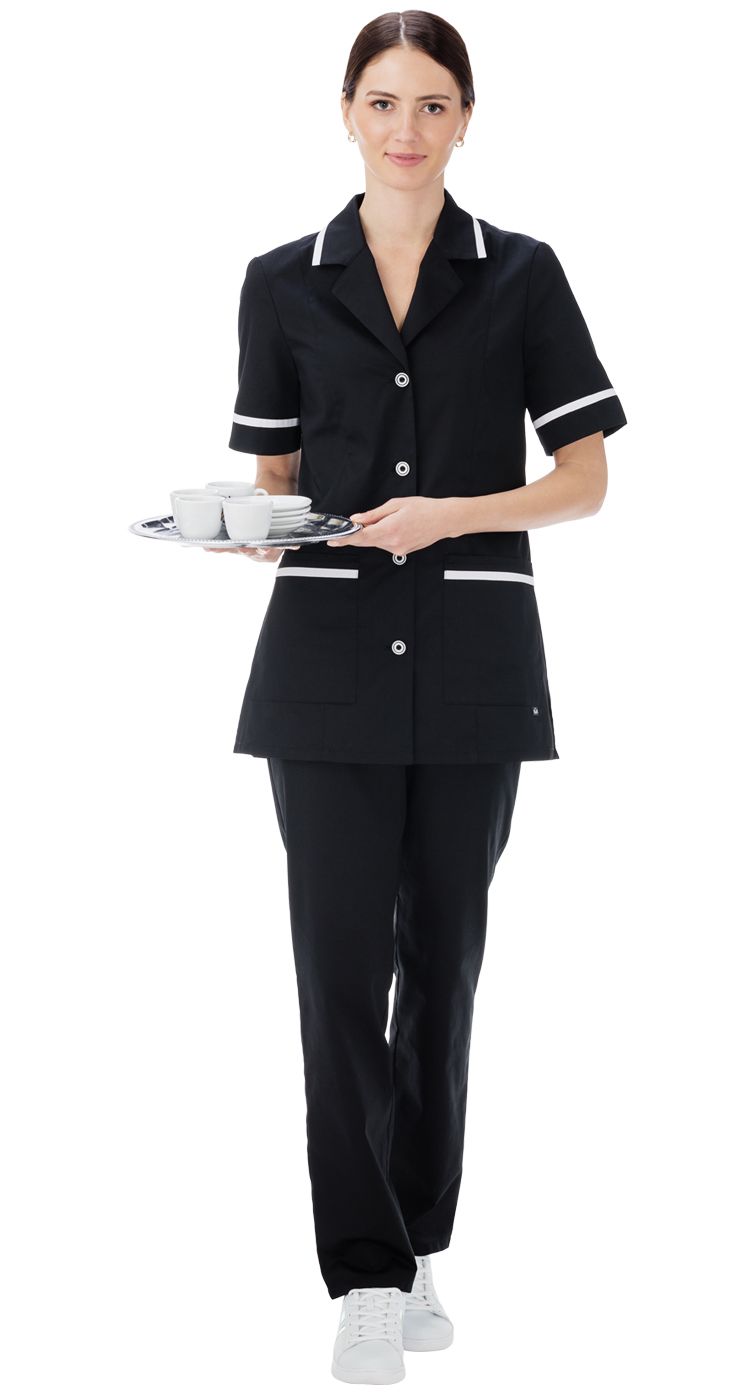 Костюм "ЭКЛА" женский (блуза и брюки), цвет: черный, ткань: смесовая