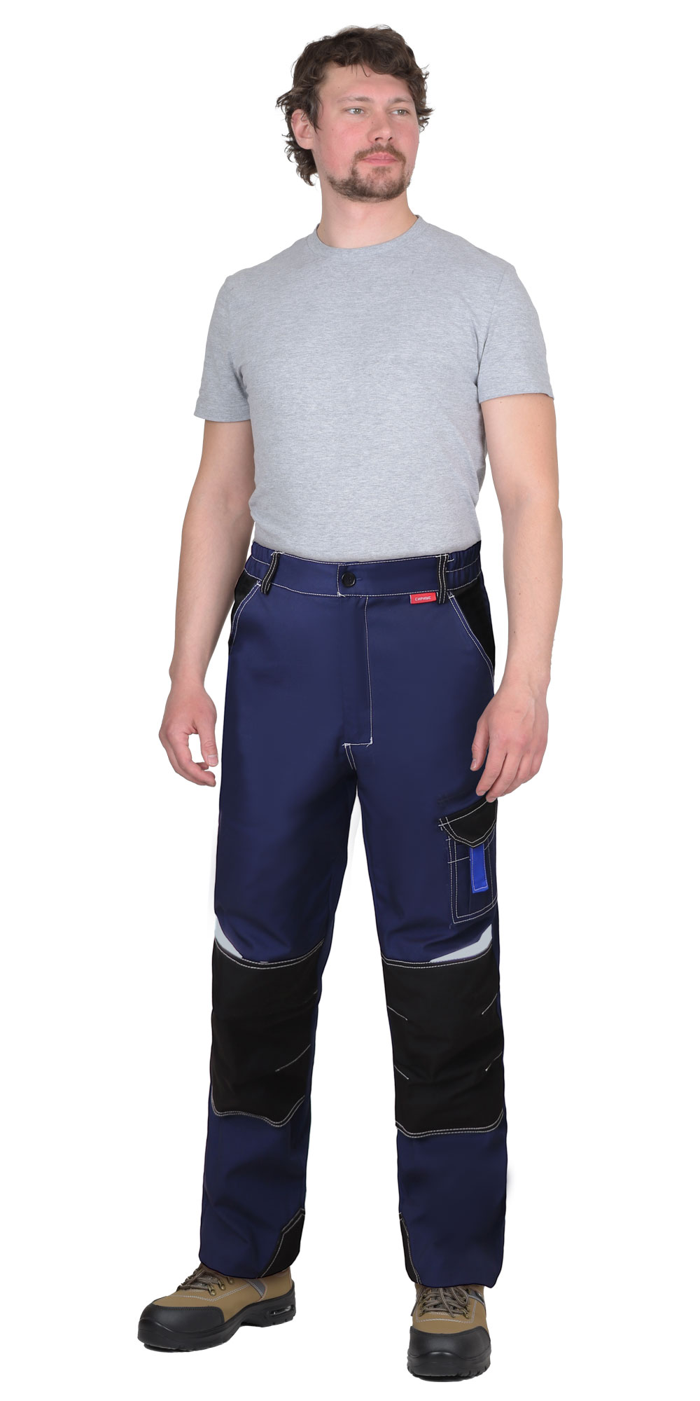 Летние брюки "СИРИУС-ФАВОРИТ-МЕГА" мужские, цвет: синий с черным и васильковой отделкой, ткань: Rodos