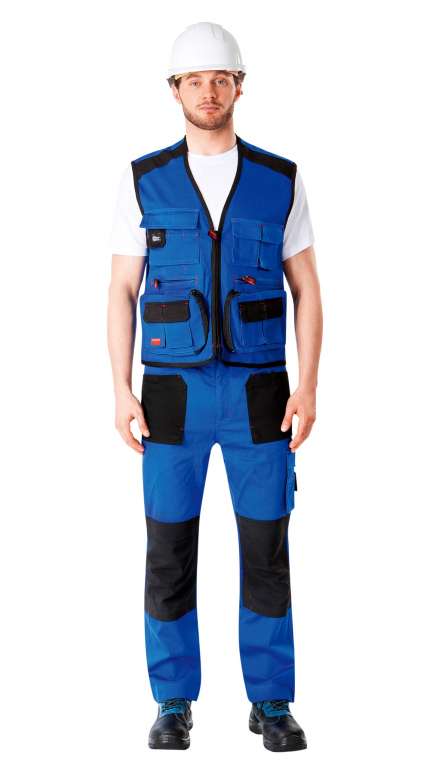 Летний жилет "СПЕЦ-АВАНГАРД" мужской цвет: васильковый с черным, ткань: Стрейчтекс