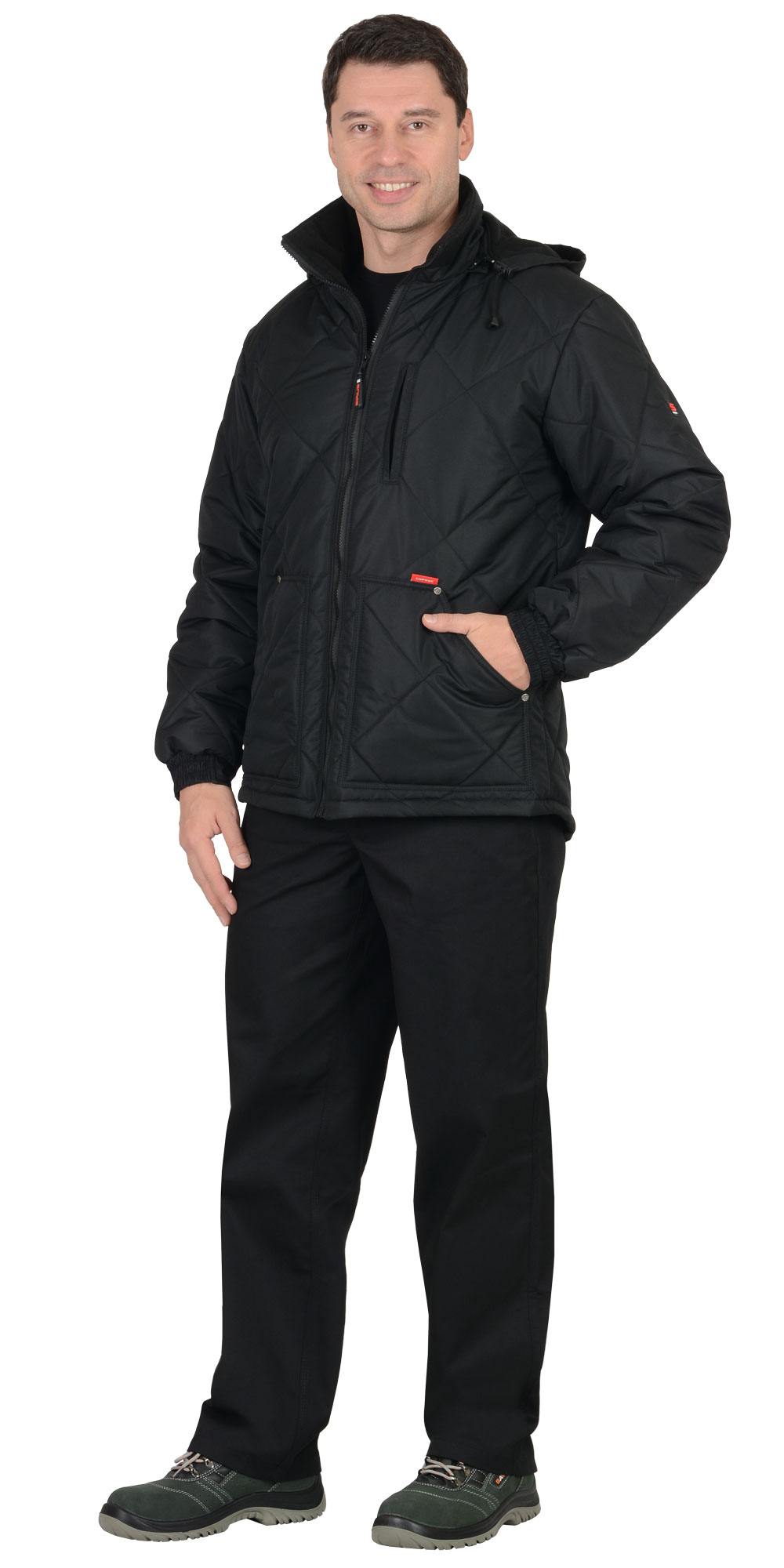 Зимняя куртка "СИРИУС-ПРАГА-Люкс" мужская, удлиненная, утепленная, цвет: черный, ткань: 100% ПЭ