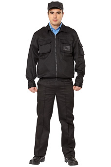 Летний костюм "КЛАССИК" мужской (куртка и брюки), цвет: черный, ткань: смесовая