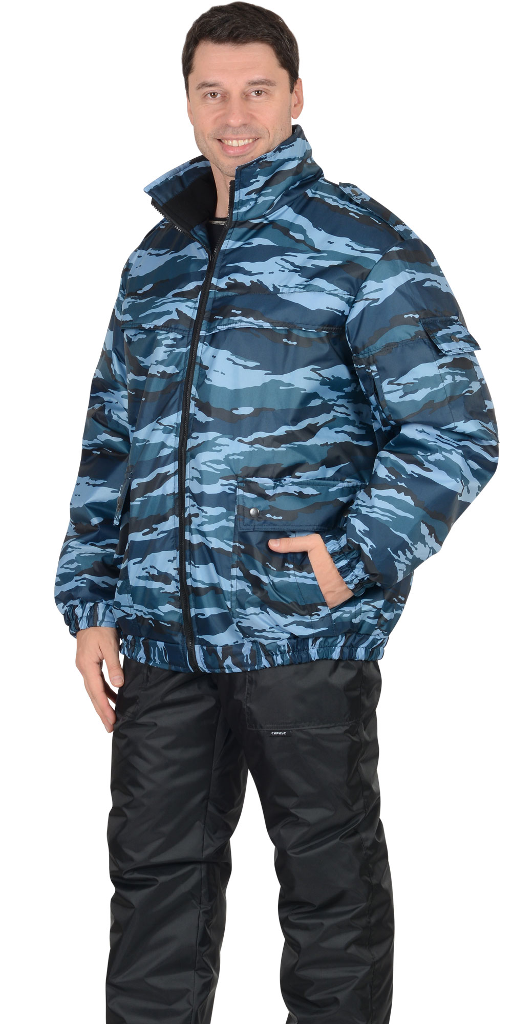 Зимняя куртка "СИРИУС-ШТУРМ-ЛЮКС" мужская, короткая, утепленная, цвет: КМФ серый вихрь, ткань: 100% ПЭ