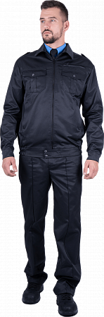 Летний костюм "Спецобъединение-ОХРАНА" мужской (куртка и брюки), цвет: черный, ткань: смесовая