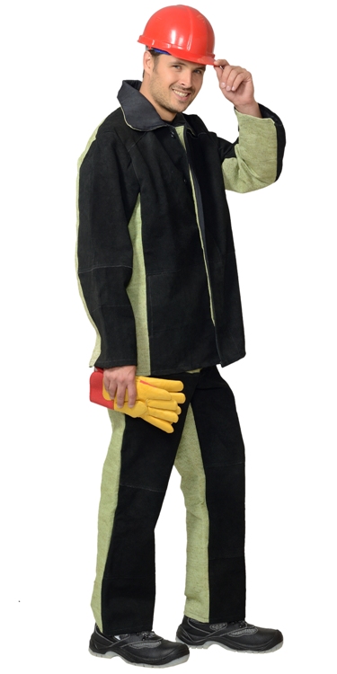 Летний костюм сварщика (куртка и брюки), брезентовый со спилком, тип "Б"
