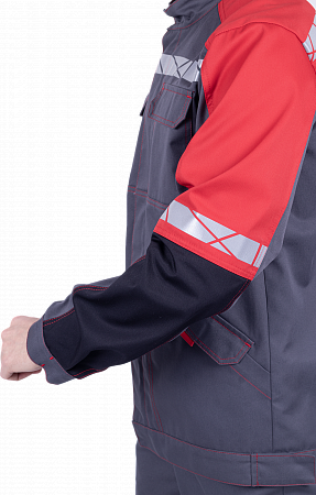 Летняя куртка "Спецобъединение-ХАЙ-ТЕК SAFETY" мужская, цвет: серый с красым и черным, ткань: Смесовая Летняя куртка "Спецобъединение-ХАЙ-ТЕК SAFETY" мужская, цвет: серый с красым и черным, ткань: Смесовая