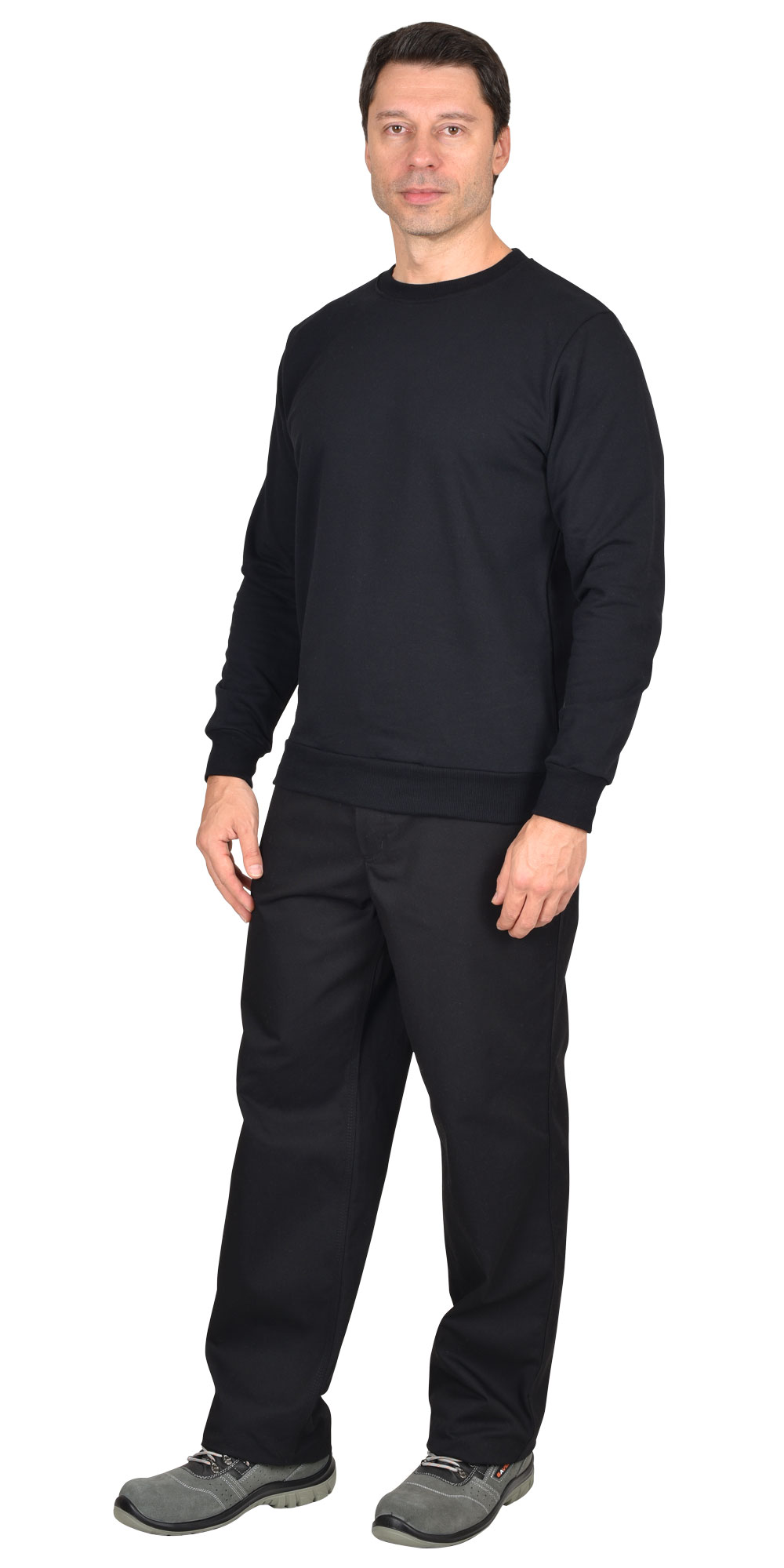 Толстовка-футер, длинный рукав с манжетом, цвет: черный, ткань: 100% ХБ