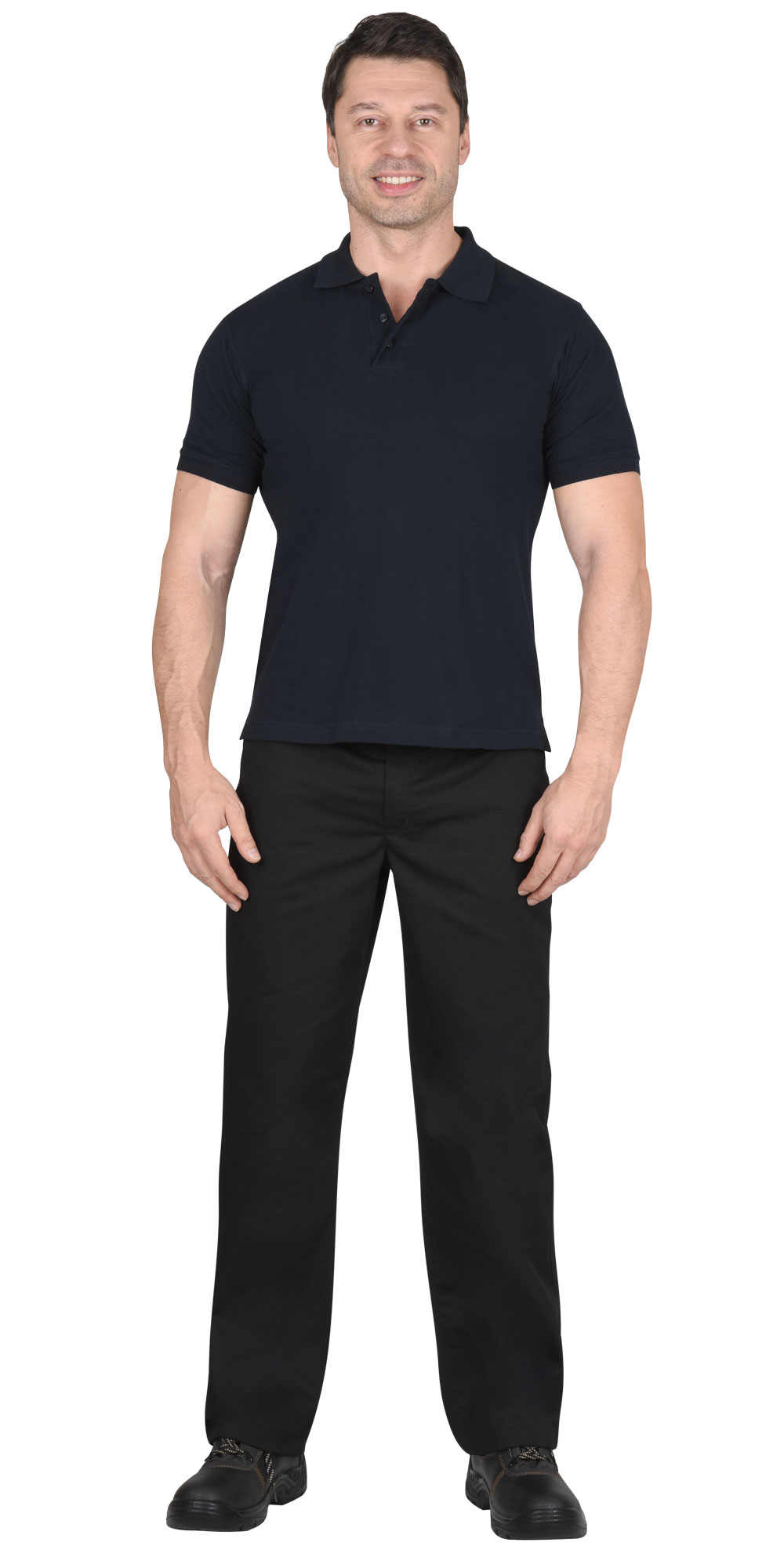 Рубашка-поло мужская, рукав короткий, цвет: темно-синий, плотность 180г/кв.м