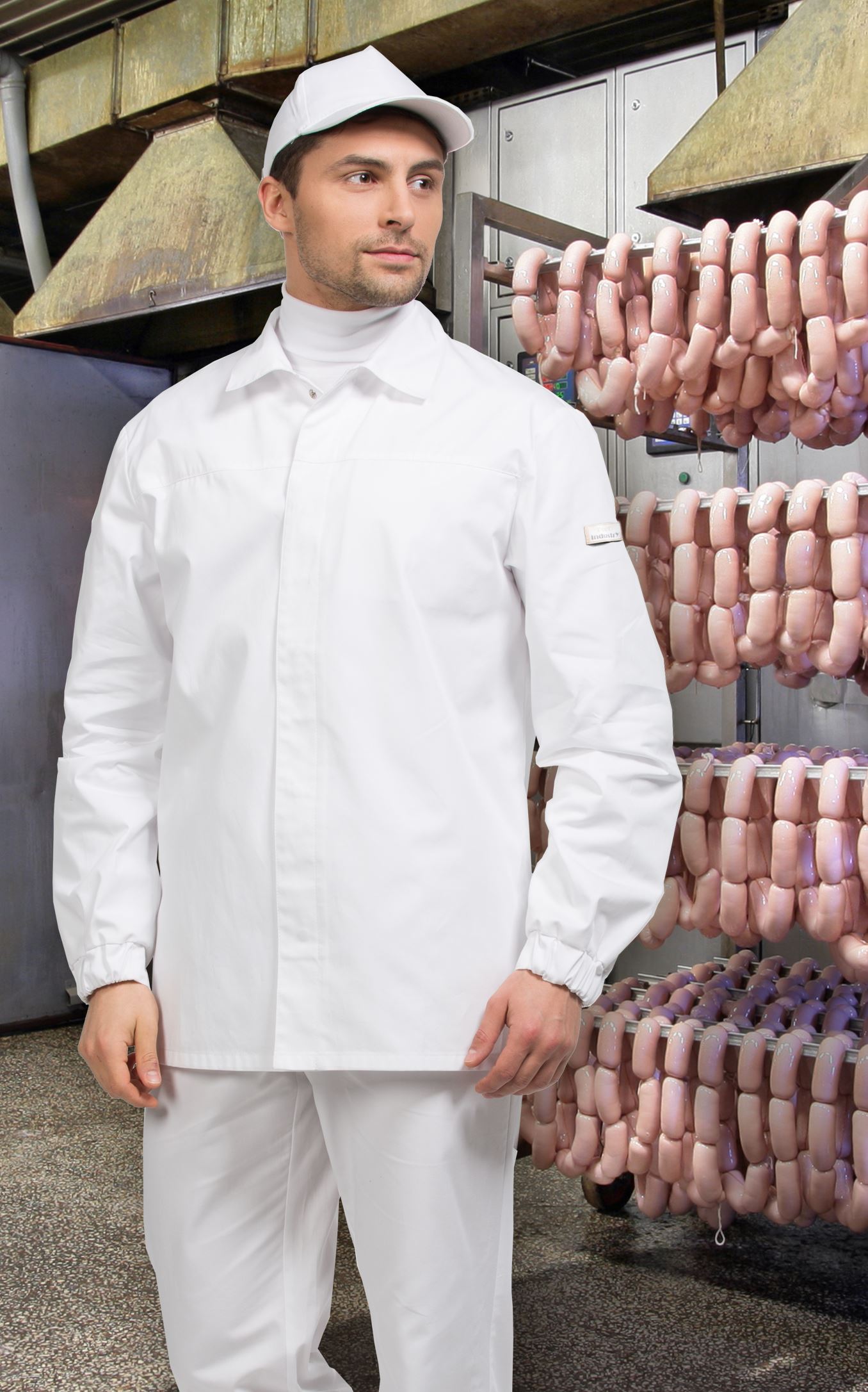 Костюм "ОПЕРАТОР" мужской (куртка и брюки), цвет: белый, ткань: сатори