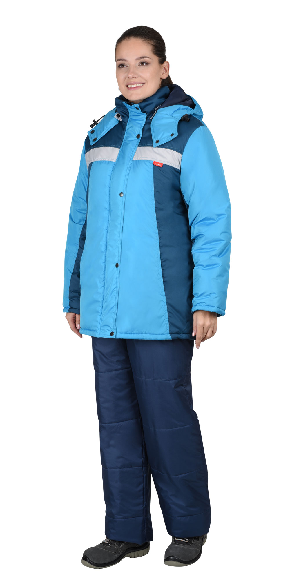 Зимняя куртка "СИРИУС-ФРИСТАЙЛ" женская, удлиненная, утепленная, цвет: морская волна с бирюзовым, ткань: 100% ПЭ