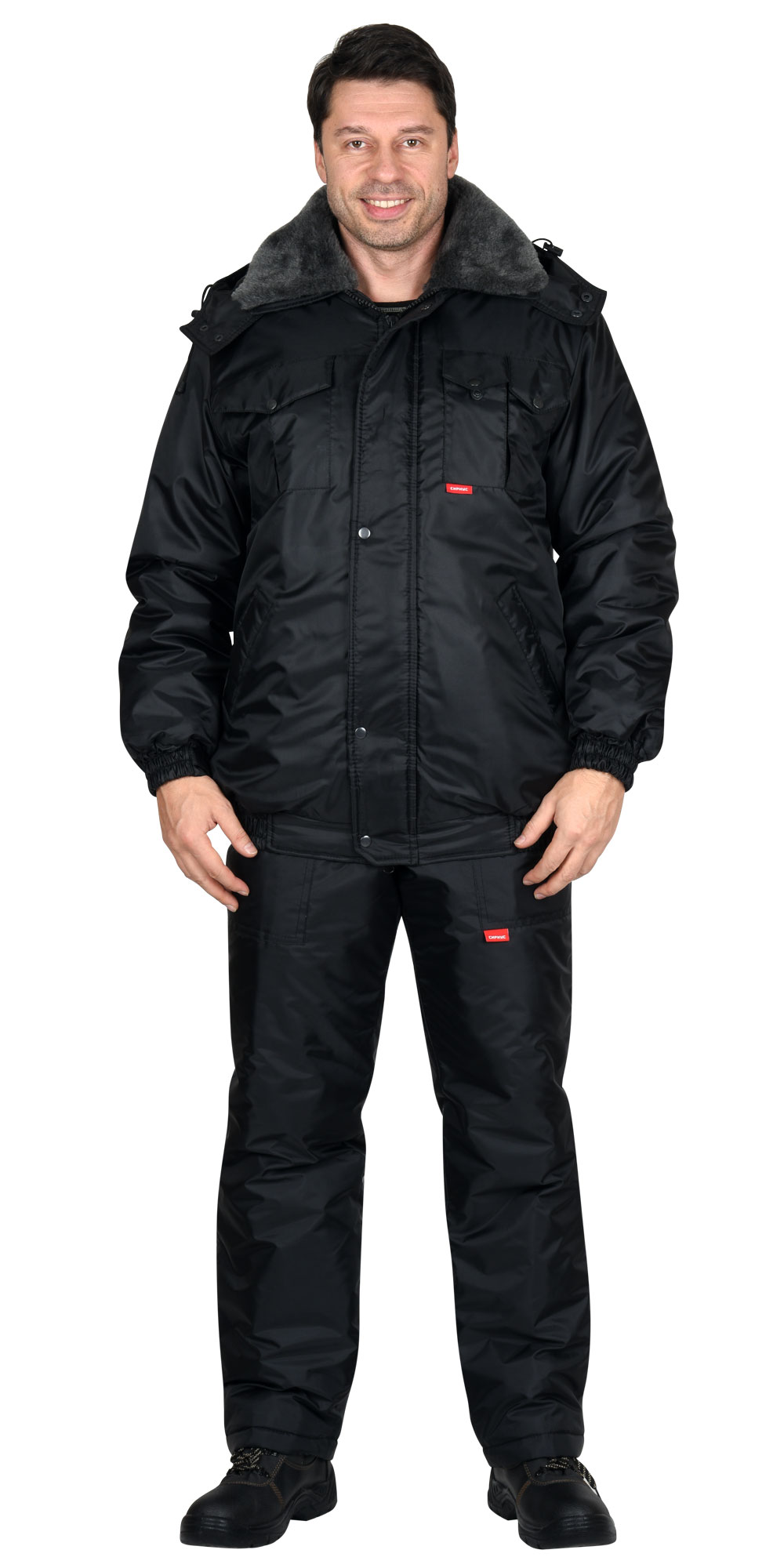 Зимняя куртка "СИРИУС-ПОЛЮС" мужская, утепленная, короткая, цвет: черный, ткань: 100% ПЭ