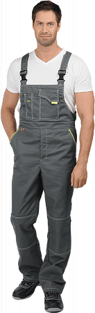 Летний полукомбинезон "Спецобъединение-ТУРБО" мужской, цвет: серый с лимонной отделко, ткань: Томбой