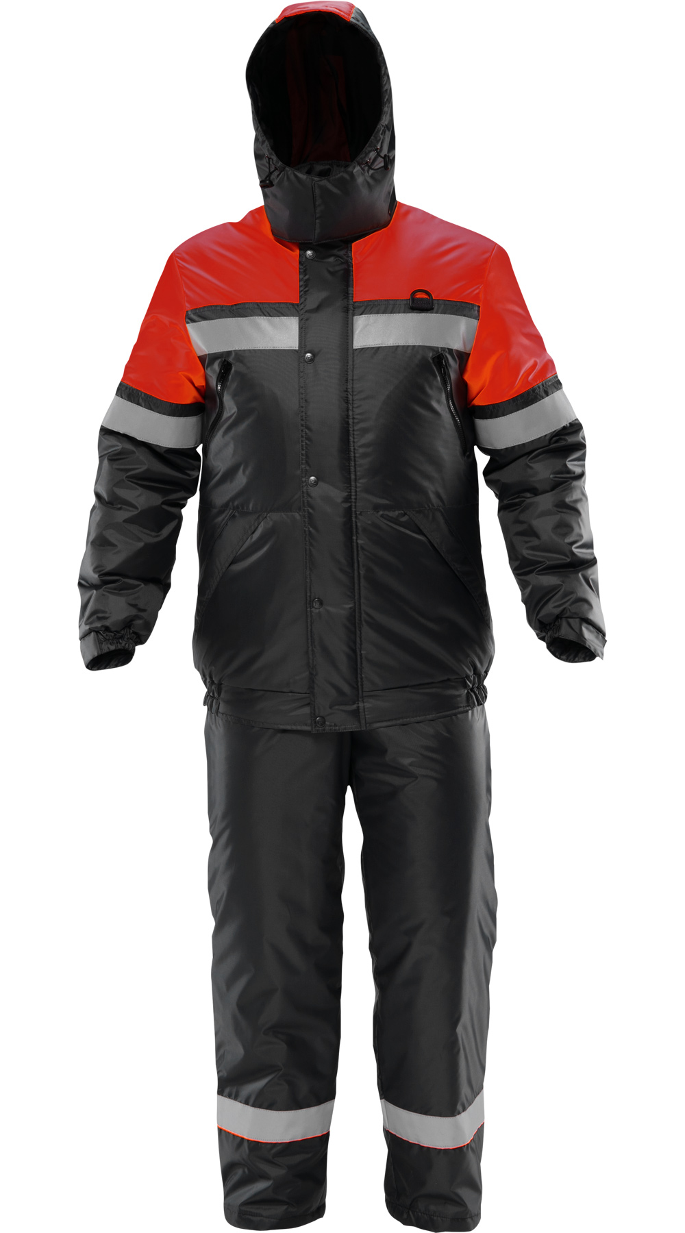 Зимний костюм "АКТИВ" мужской, утепленный (куртка и полукомбинезон), цвет: черный с красным, ткань: 100% ПЭ