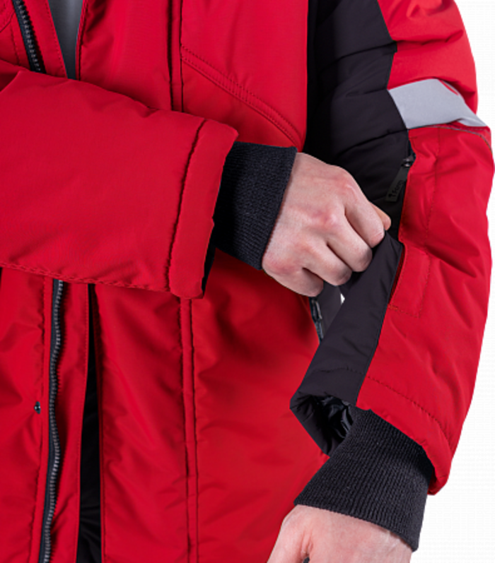 Зимняя куртка "Спецобъединение-ХАЙ-ТЕК SAFETY" мужская, цвет: красный с черным, ткань: Наутика Зимняя куртка "Спецобъединение-ХАЙ-ТЕК SAFETY" мужская, цвет: красный с черным, ткань: Наутика