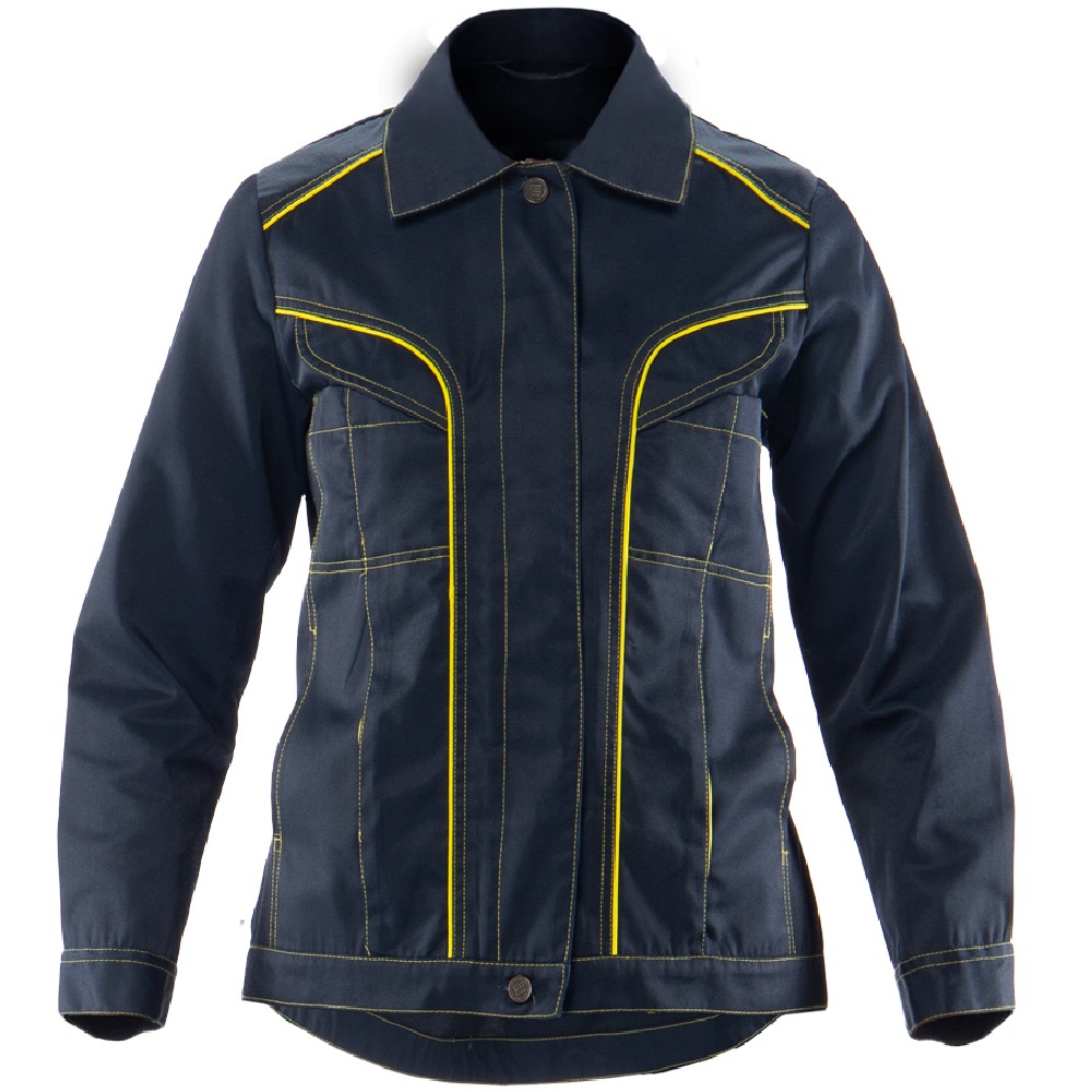 Летняя куртка "ЛЕДИ САТУРН" женская, цвет: темно-синий с желтым, ткань: смесовая 