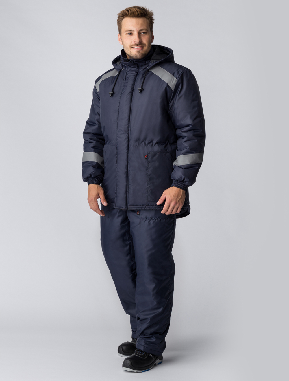 Зимняя куртка "ПРОГРЕСС" мужская, удлиненная, утепленная, цвет: тёмно-синий, ткань: Оксфорд