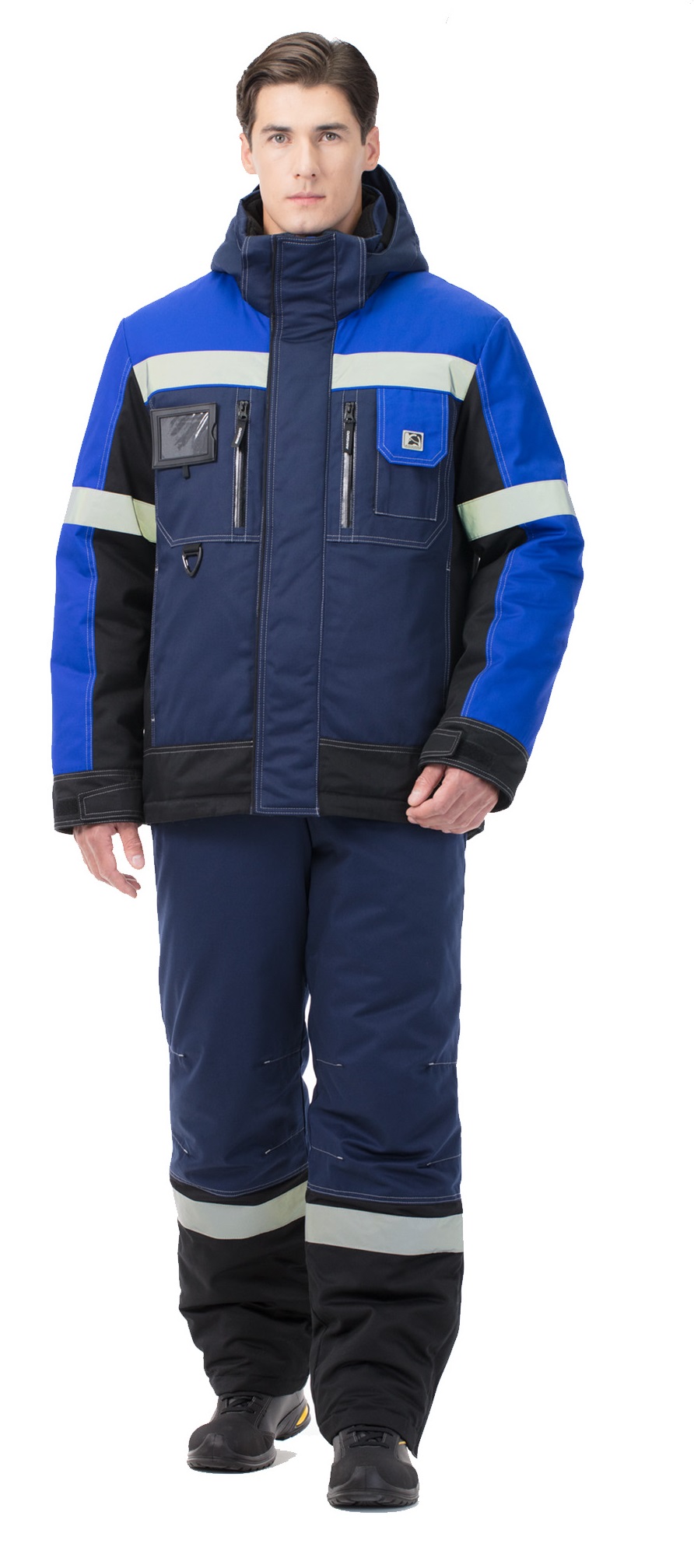 Зимний костюм "ВИВАТ" мужской, утепленный (куртка и брюки), цвет: темно-синий с васильковым, ткань: смесовая