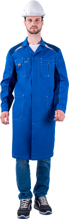 Халат "Спецобъединение-ТУРБО SAFETY" мужской, цвет: васильковый с синим, ткань: Томбой