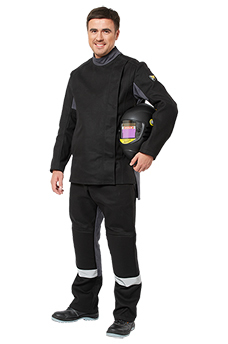 Летний костюм сварщика "БОЛИД" (куртка и брюки), цвет: черно-серый