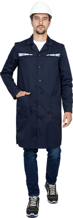 Халат "Спецобъединение-ОПЕРАТОР " мужской (рукав длинный, на пуговицах), цвет: темныо-синий, ткань: Оптима