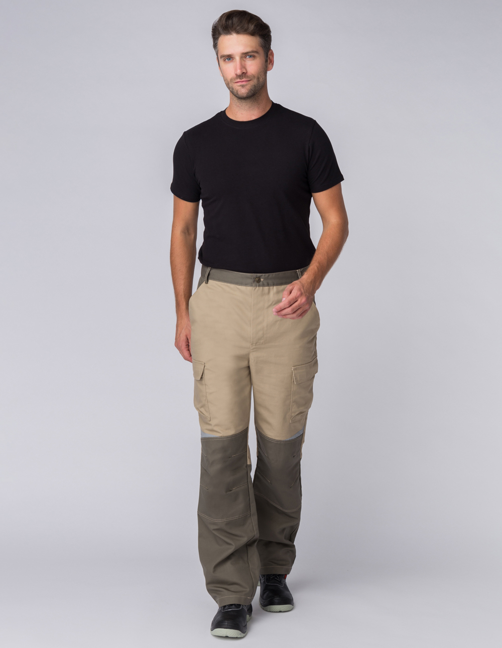 Летние брюки "ЧЕЛСИ" мужские, цвет: хаки с бежевым, ткань: смесовая