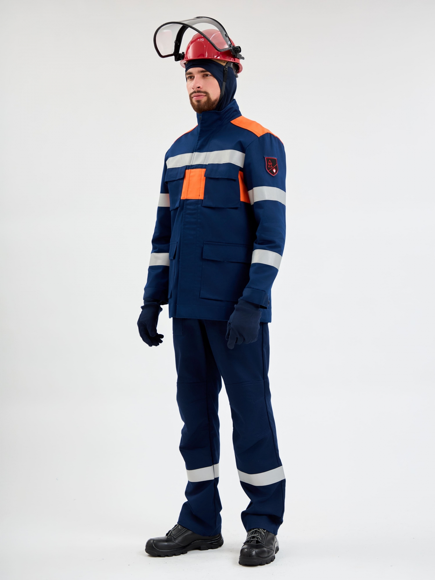 Костюм летний "ЭНЕРГИЯ-Б" 35,2 кал/см2, мужской, цвет темно-синий с оранжевым, ткань: флеймтуфф