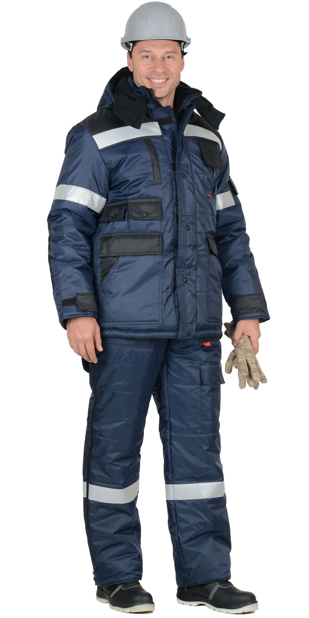 Зимний костюм "СИРИУС-БЕРКУТ" с СОП мужской, утепленный (куртка и полукомбинезон), цвет: синий с черным, ткань: 100% ПЭ
