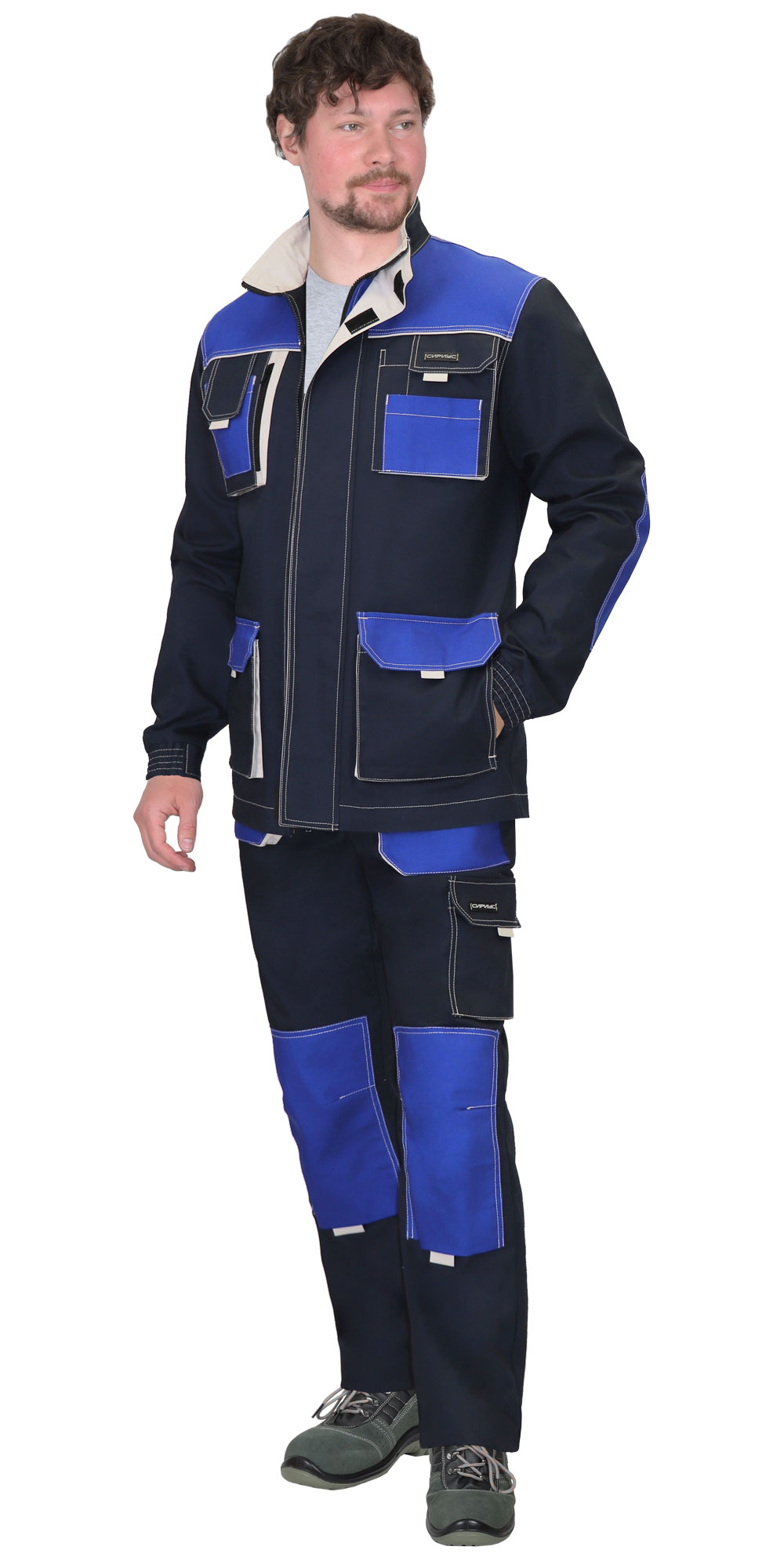 Летняя куртка "СИРИУС-ДВИН" мужская, удлиненная, цвет: синий с васильковым, ткань: смесовая