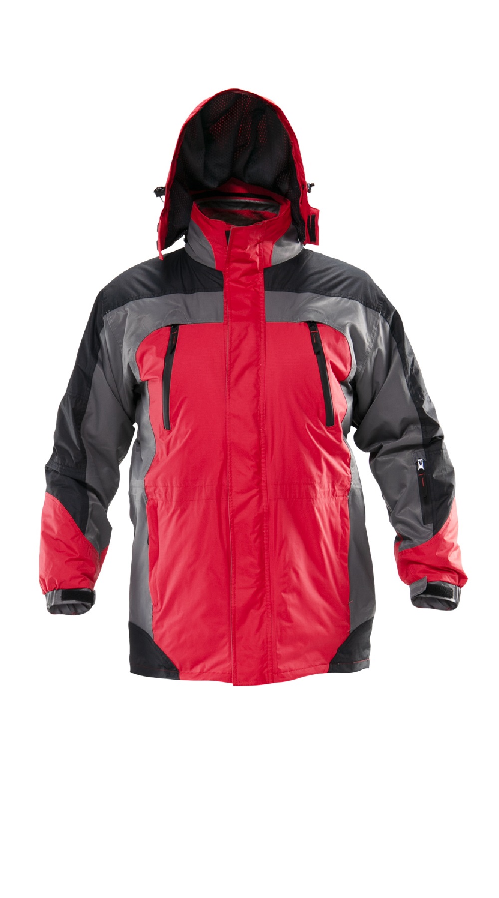 Зимняя куртка "ФРИСТАЙЛ" мужская, удлиненная, утепленная, цвет: красный с черным, ткань: 100% ПЭ
